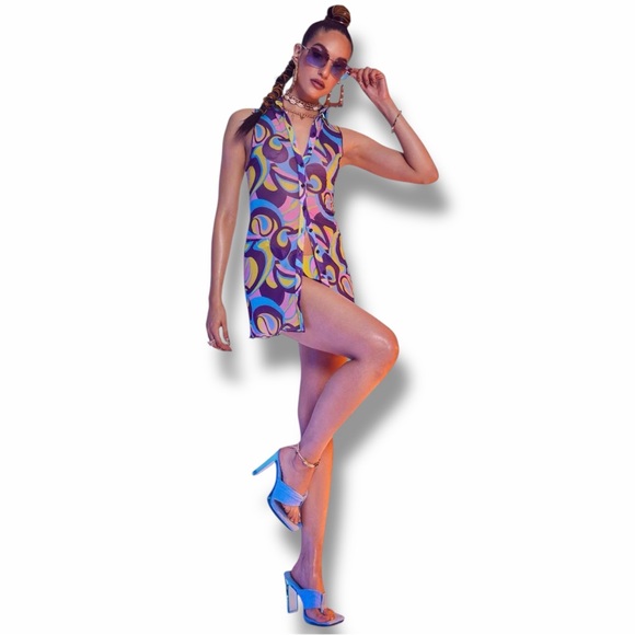 Jaded London Other - NWT Jaded London Retro Floral Print Mesh Sleeveless Shirt Dress XS DOLLSKILL